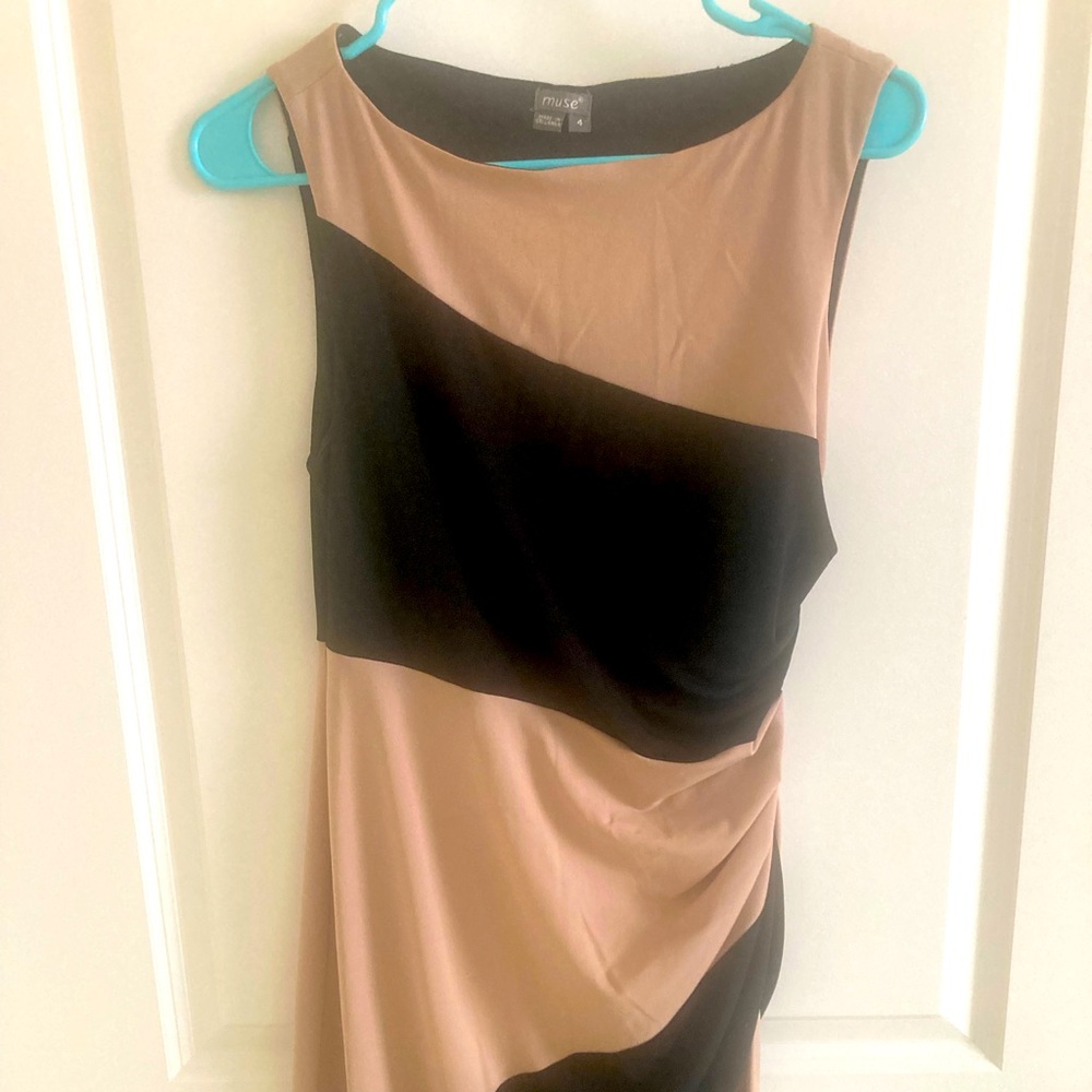 Elegant Black and Tan Dress